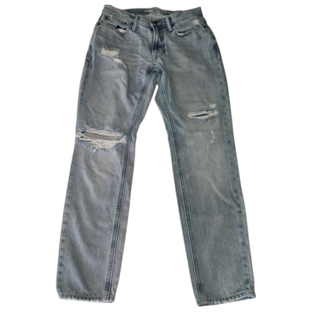 Old Navy Straight Taper Jeans Men's 30x32 Distressed Light Wash Ripped Cotton